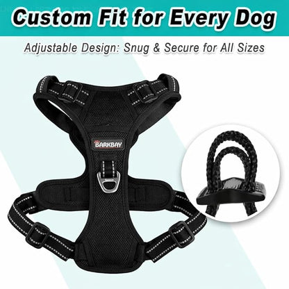 BARKBAY Dog Harness No Pull Mesh for Large Dogs - Adjustable, Reflective, Comfortable, No Choke, Heavy-Duty - Perfect for Outdoor Training, Walking, and Hiking - Strong & Durablee - XL & Black Mesh