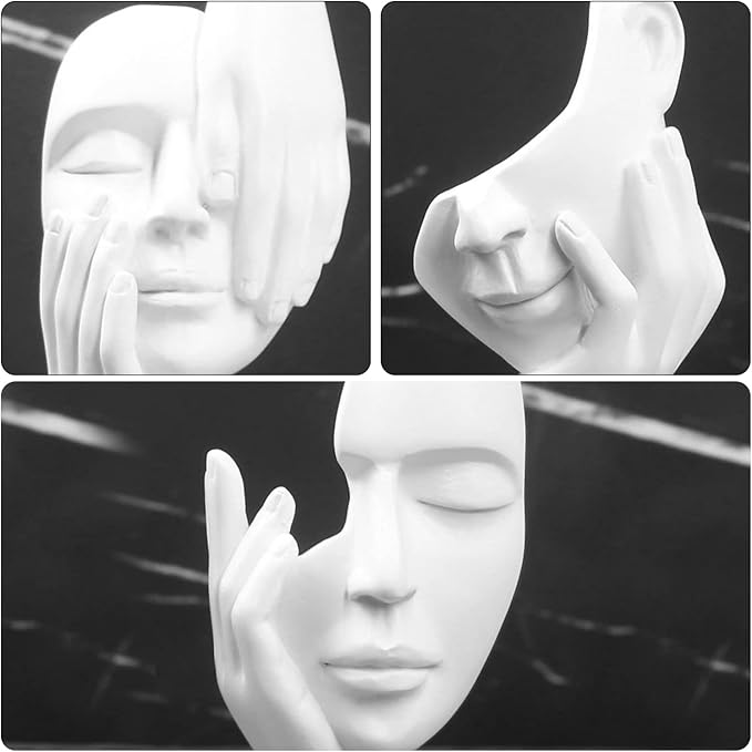 3 Pcs Thinker Statue,Modern Home Resin Sculptures,Collectible Figurines for Home Office Bookshelf Desktop Decor(White)
