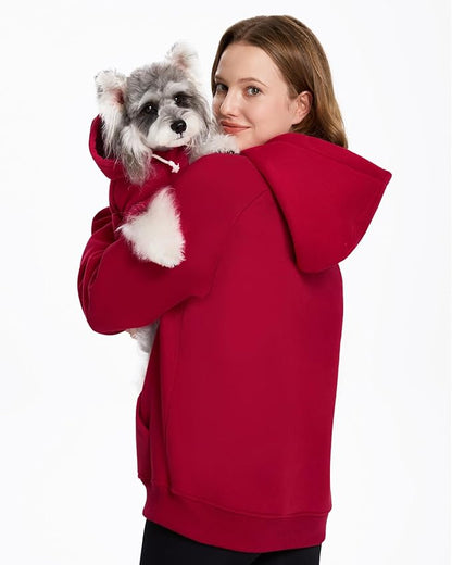 XPUDAC Matching Hoodie for Dogs and Humans Fleece Sweatshirt Soft Warm Pet Hoodie Sweater for Large Small Medium Dog and Owner Matching Clothes Cold Weather, Red, Large
