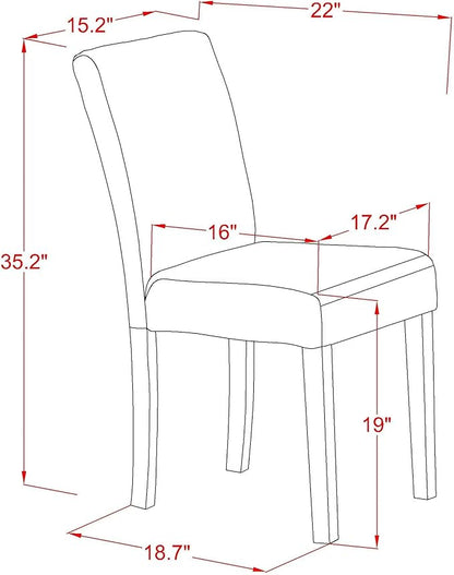 East West Furniture V097AB264-7 7 Piece Kitchen Table & Chairs Set Consist of a Rectangle Dining Table with V-Legs and 6 White Faux Leather Parson Dining Chairs, 40x72 Inch, Multi-Color