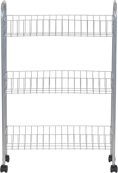 Household Essentials Slim Storage Cart, 3 Shelf Storage Cart with Wheels, Perfect for Laundry Rooms, Bathrooms, Pantries, Kitchens and More