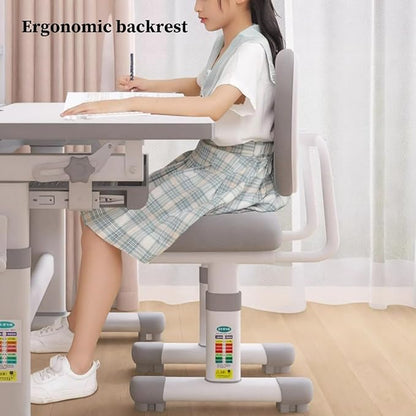 Kids Functional Study Desk and Chair Sets Ergonomic Height Adjustable Children School Study Desk 3-18 Years Boy and Girl Study Table and Chair Set with Tilt Desktop,LED Light for Reading,Writing