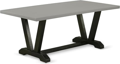 East West Furniture V697DR124-9 9 Piece Dining Table Set Includes a Rectangle Dining Room Table with V-Legs and 8 Black Color Linen Fabric Upholstered Chairs, 40x72 Inch, Multi-Color