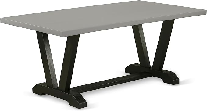 East West Furniture V697AB106-5 5 Piece Kitchen Table Set for 4 Includes a Rectangle Dining Room Table with V-Legs and 4 Shitake Linen Fabric Parson Dining Chairs, 40x72 Inch, Multi-Color