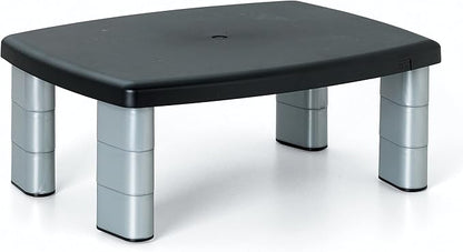3M Adjustable Monitor Stand, Three Leg Segments Simply Adjust Height from 1" to 5 7/8", Sturdy Platform Holds Up to 80 lbs, 11-inch Space Between Columns for Storage, Silver/Black (MS80B)