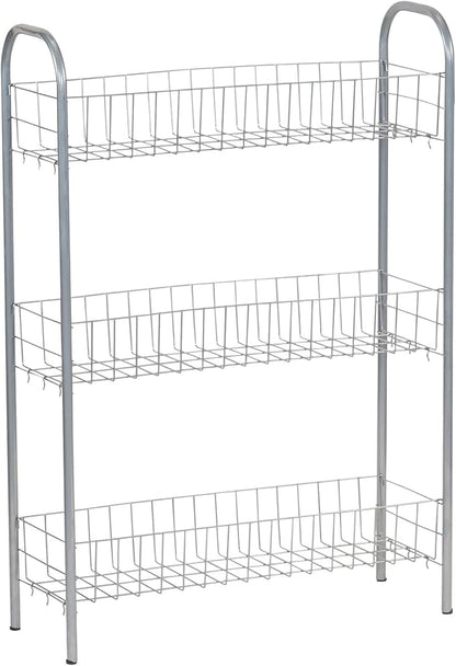 Household Essentials Slim Storage Cart, 3 Shelf Storage Cart with Wheels, Perfect for Laundry Rooms, Bathrooms, Pantries, Kitchens and More