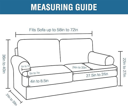 H.VERSAILTEX Sofa Cover 3 Piece T Cushion Loveseat Slipcovers Thick Velvet Couch Cover Stretch T Cushion Sofa Covers for 2 Cushion Couch with 2 Individual T Cushion Covers Washable, Rust