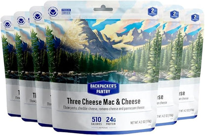 Backpacker's Pantry Three Cheese Mac & Cheese - Freeze Dried Backpacking & Camping Food - Emergency Food - 24 Grams of Protein, Vegetarian