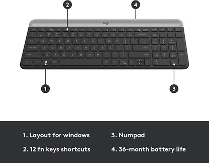 Logitech MK470 Slim Wireless Combo - Graphite (Renewed)
