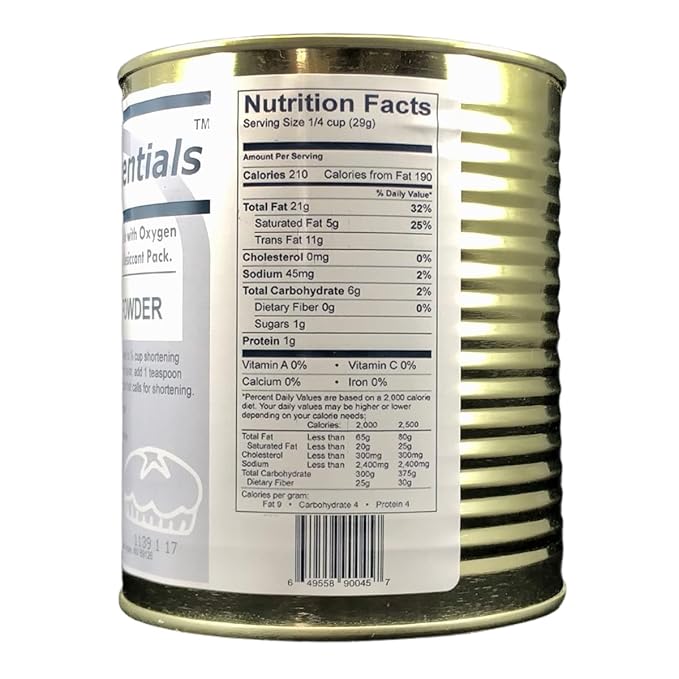 Future Essentials Canned Shortening Powder for baking and cooking | Long Term Storage Shelf Stable | Emergency Survival Food Supply, Camping & Backpacking (#2.5 size) 06 Cans