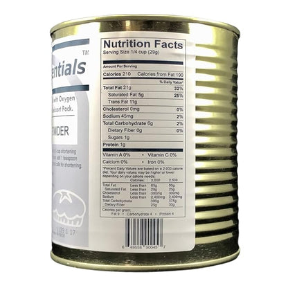 Future Essentials Canned Shortening Powder for baking and cooking | Long Term Storage Shelf Stable | Emergency Survival Food Supply, Camping & Backpacking (#2.5 size) 06 Cans