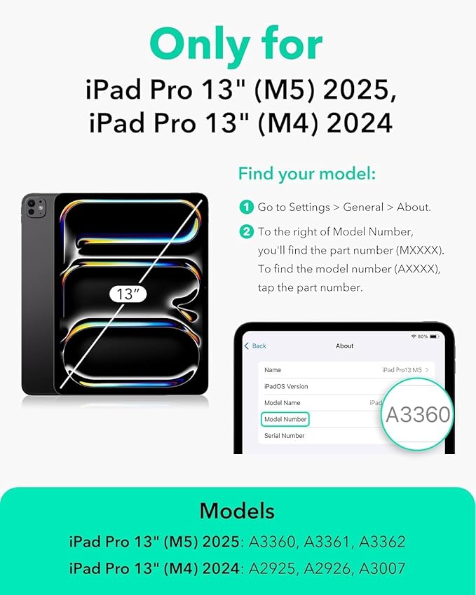 ESR for iPad Pro 13 Inch Case (M5/M4) 2025/2024, Powerful Magnetic Attachment, Slim Trifold Stand Case, Supports Pencil Pro & Pencil(USB-C), Auto Wake/Sleep, Rebound Series, Navy Blue