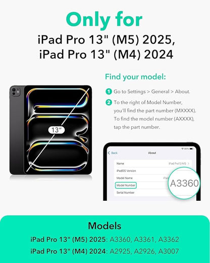 ESR for iPad Pro 13 Inch Case (M5/M4) 2025/2024, Powerful Magnetic Attachment, Slim Trifold Stand Case, Supports Pencil Pro & Pencil(USB-C), Auto Wake/Sleep, Rebound Series, Navy Blue