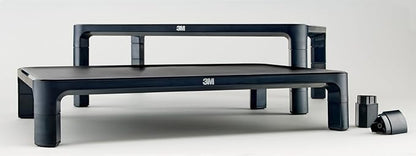 3M Adjustable Monitor Stand for Monitors and Laptops, Three Leg Segments Simply Adjust Height from 1.7" to 5.5", Holds up to 20 lbs, 13.6 in Clearance Between Legs for Storage, Black (MS85B)