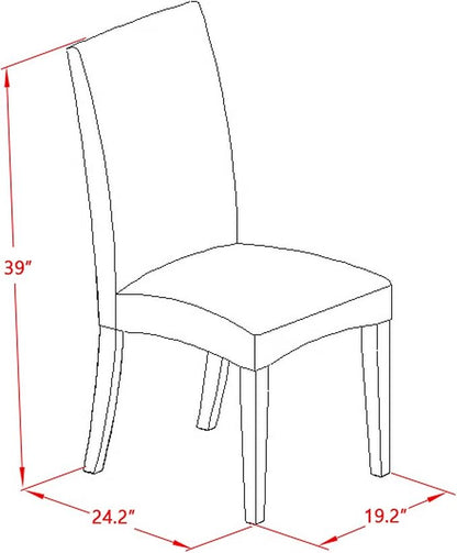 East West Furniture V677DR124-7 7 Piece Dining Set Consist of a Rectangle Dining Room Table with V-Legs and 6 Black Color Linen Fabric Upholstered Parson Chairs, 40x72 Inch, Multi-Color