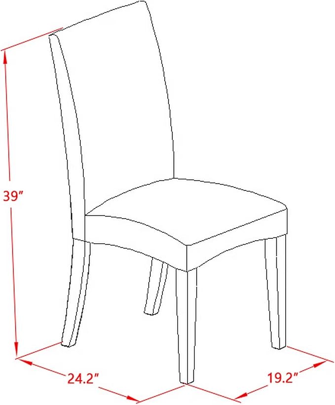 East West Furniture V697DR124-9 9 Piece Dining Table Set Includes a Rectangle Dining Room Table with V-Legs and 8 Black Color Linen Fabric Upholstered Chairs, 40x72 Inch, Multi-Color