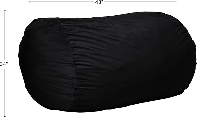 Sofa Sack Bean Bag Chair Cover Only, for Adults and Kids, Without Filling Comfy Fluffy Round or Oval Beanbag Chair Cover Replacement, Lazy Sofa Cover for Reading Chair or Floor Chair, 6-Feet, Black