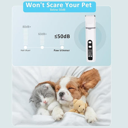 Dog Clippers for Grooming, 4 in 1 Dogs Paw Trimmer Pet Grooming Kit, Low Noise Dog Shavers with Nail Grinder Quiet, Rechargeable Cordless Electric Pets Clippers, 2-Speed Pet Hair Trimmer for Dogs Cat