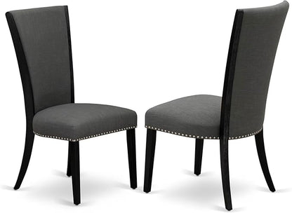East West Furniture V696VE650-5 5 Piece Dining Set Includes a Rectangle Dining Room Table with V-Legs and 4 Dark Gotham Linen Fabric Parsons Chairs, 36x60 Inch, Multi-Color