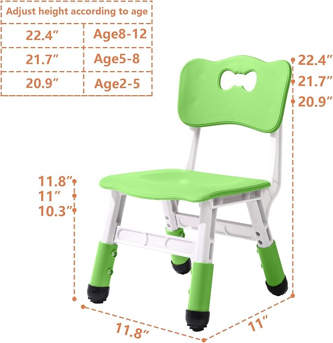 4 Piece Kids Chair Set 3 Levels Adjustable Stackable Kids Chairs Ideal for Playrooms, Schools, Daycares and Homes Washable and Easy to Clean Max Weight 220LB(Blue4-Piece Set)