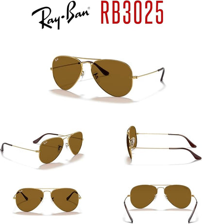 Ray-Ban RB3025 Metal Aviator Sunglasses For Men For Women +BUNDLE with ACCESSORY EYEWEAR KIT