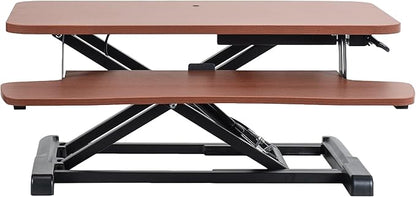 VIVO 28 inch Desk Converter, K Series, Height Adjustable Sit to Stand Riser, Dual Monitor and Laptop Workstation with Keyboard Tray, Dark Walnut Top, Black Frame, DESK-V028KA