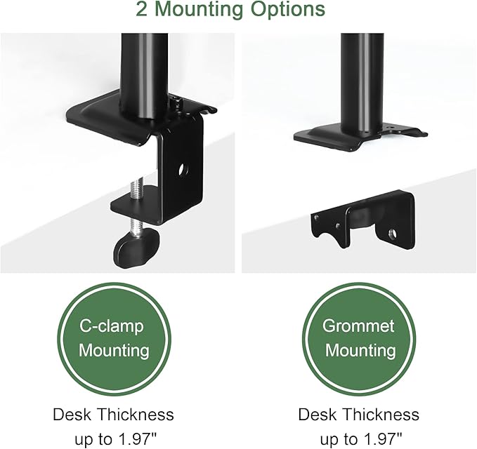 Monitor and Laptop Mount, Monitor Arm with Vented Tray for 13" to 27" LCD Computer Screens and Notebook up to 17 inch, Fully Adjustable Laptop Mount Stand Holds up to 17.6lbs