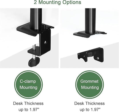 Monitor and Laptop Mount, Monitor Arm with Vented Tray for 13" to 27" LCD Computer Screens and Notebook up to 17 inch, Fully Adjustable Laptop Mount Stand Holds up to 17.6lbs
