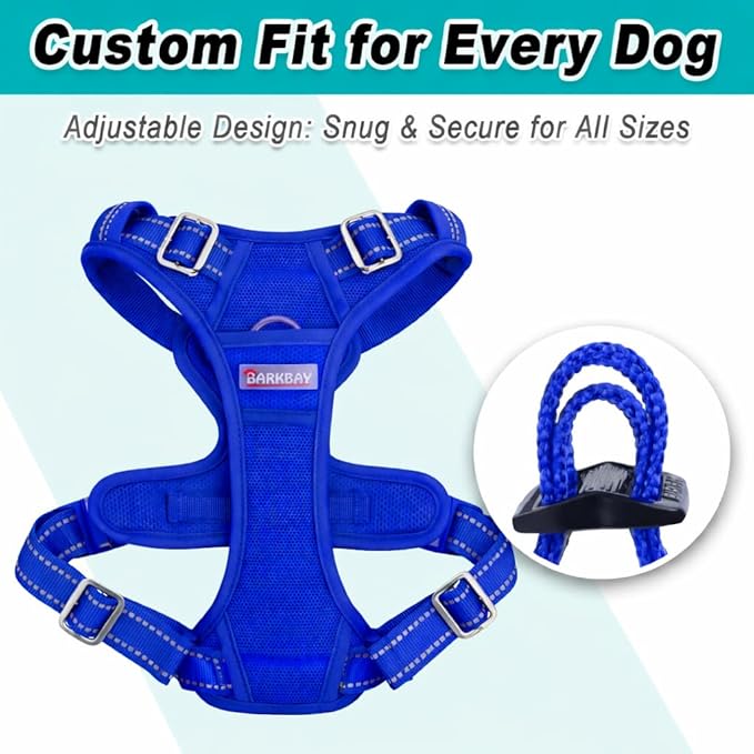 BARKBAY Dog Harness No Pull Mesh for Small Dogs - Adjustable, Reflective, Comfortable, No Choke, Heavy-Duty - Perfect for Outdoor Training, Walking, and Hiking-Strong&Durable- S & Sapphire Blue Mesh