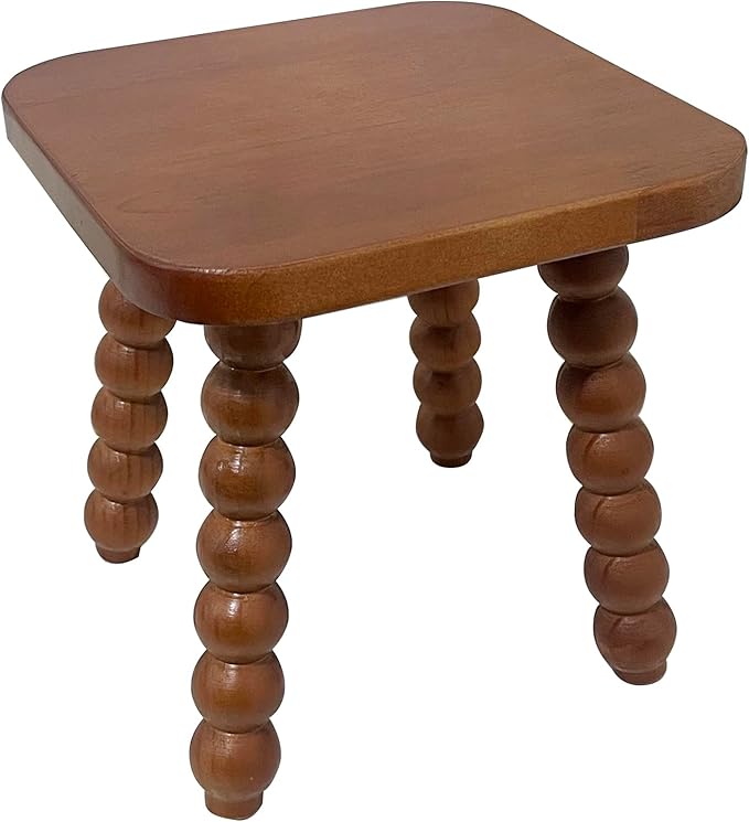 Solid Wooden footstool9.3 Inch - Short Stool for Kids & Adults, Sensory Table Helper - Sturdy Foot Stool for Bathroom, Kitchen, Bedroom, Natural Plant Stand, Toddler Helper (Brown)
