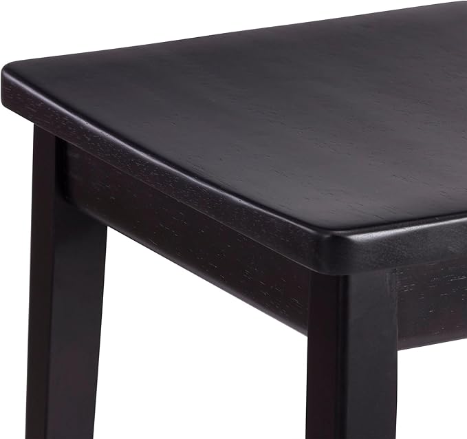 Plank+Beam Smythe Dining Stool, 18",Set of 4, Sturdy Wood Modern Kitchen Stool, Saddle Seat Backless Chair, Metal Footrest, Black
