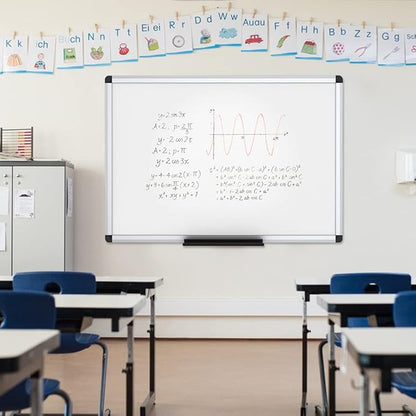 VIZ-PRO Dry Erase Board/Magnetic White Board, 48 X 32 Inches, Silver Aluminium Frame