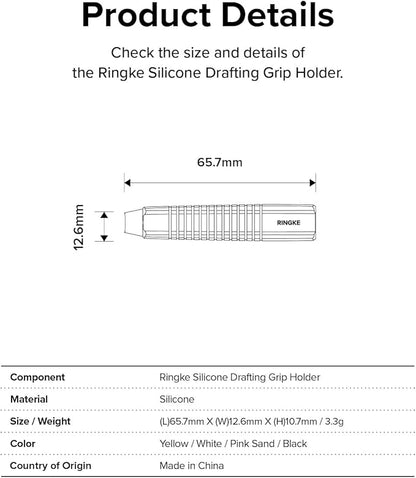 Ringke Silicone Drafting Grip Holder Compatible with Apple Pencil 2nd Generation, Apple Pencil USB-C and Apple Pencil Pro Case, Perfect Grip Silicone Protective Cover Sleeve Accessories - White