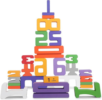 Wooden Number Building Blocks, Large Digit Blocks 1-10, 30 Pcs Math Blocks Number Toys for Kids, Educational Blocks for Toddlers, Toys to Learn Numbers for 3 Year Olds +
