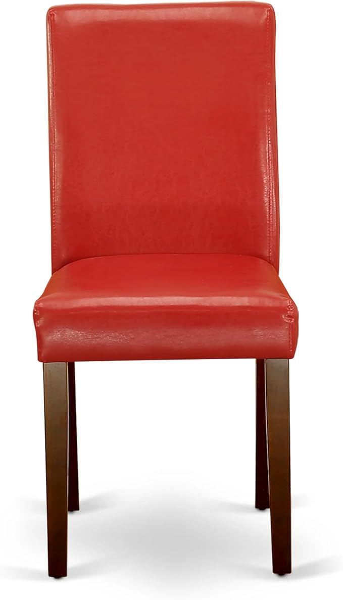 East West Furniture CAAB5-MAH-72 5 Piece Dining Set Includes a Rectangle Dining Room Table and 4 Firebrick Red Faux Leather Upholstered Chairs, 36x60 Inch, Mahogany