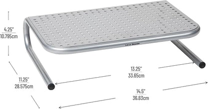 Mind Reader Monitor Stand, Ventilated Laptop Riser, Desktop Organizer, Metal, 14.5"L x 11.25"W x 4.25"H, Set of 2, Silver