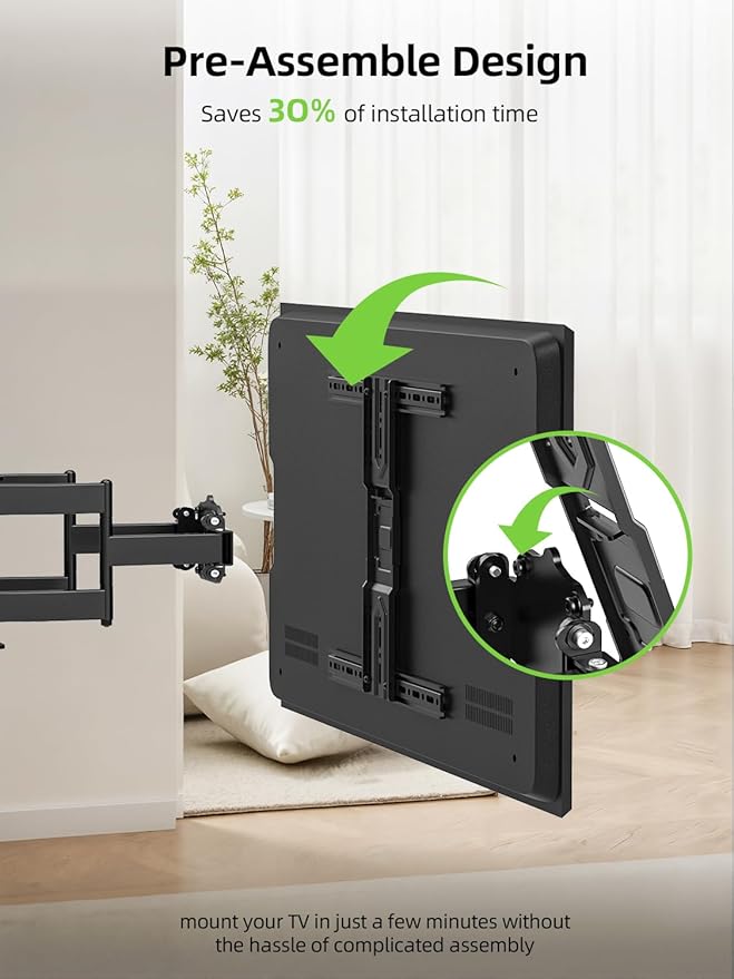 USX MOUNT Ultra Slim TV Wall Mount 37-75 Inch TVs Mount with Swivel and Tilt, Low Profile Full Motion Bracket with Articulating Dual Arms, Up to VESA 400X400 mm Max 16" Wood Studs, Holds 99lbs