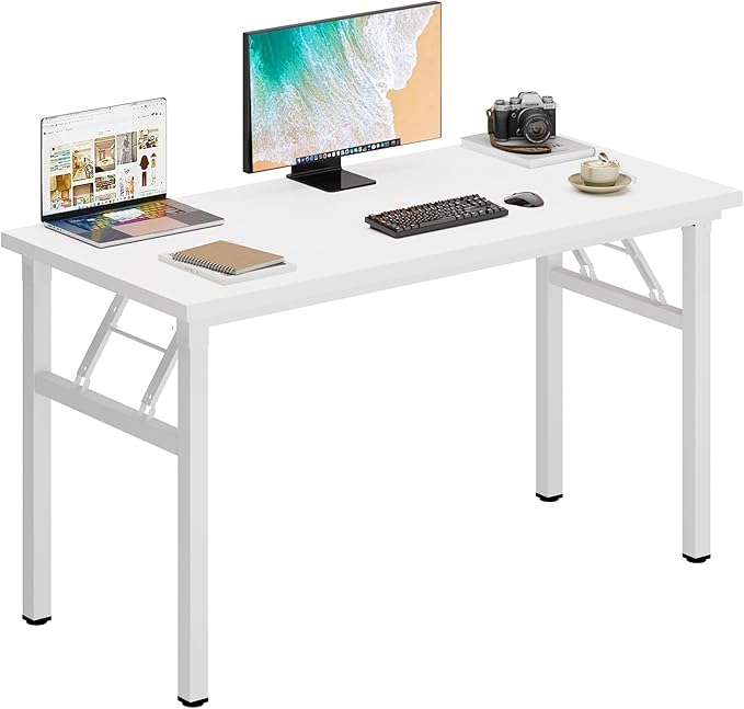 DlandHome 47 inches Folding Table Computer Desk Portable Table Activity Table Conference Table Home Office Desk, Fully Assembled White DND-ND5-120WW