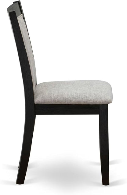 East West Furniture V697MZ606-5 5 Piece Dining Table Set for 4 Includes a Rectangle Kitchen Table with V-Legs and 4 Shitake Linen Fabric Parson Dining Chairs, 40x72 Inch, Multi-Color
