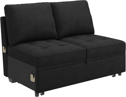 HONBAY Modular Sectional Sleeper Sofa with Pull Out Bed, Pull Out Bed for Sectional Couch, Black