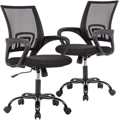 BestOffice Mesh Computer Back Support Modern Executive Adjustable Task Rolling Swivel Chair for Women,Men(2 Pack) (Black)