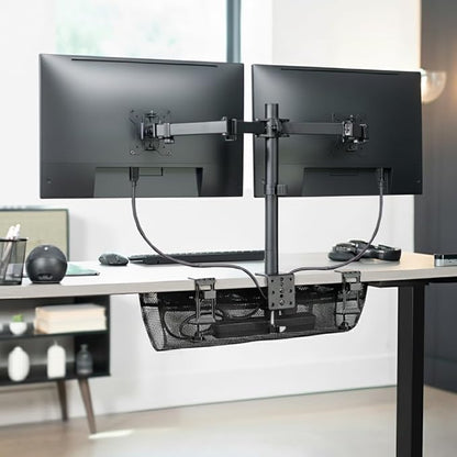 VIVO No Drill Clamp-on 24 inch Mesh Net Under Desk Cable Management Wire Organizer, Adjustable Home Office Standing Desk Cord Storage Sleeve, Black, DESK-AC24MH