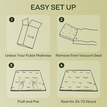 ZonLi Japanese Floor Futon Mattress Twin Size 75"x 39", 100% Cotton Cover 2.5'' Thicken Tatami Mattress, Foldable Sleeping Pad, Portable Dormitory Tatami Mat (Grey)