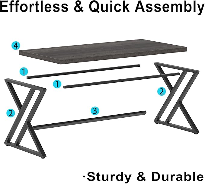 LVB Modern Computer Desk, Industrial Home Office Desk, Metal Wood Writing Study Computer Table for Bedroom, Farmhouse Executive Simple Gaming Work Desk for Student, Dark Gray Oak, 60 Inch