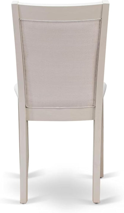 East West Furniture V027MZ001-7 7 Piece Dining Set Consist of a Rectangle Dining Room Table with V-Legs and 6 Cream Linen Fabric Upholstered Parson Chairs, 40x72 Inch, Multi-Color