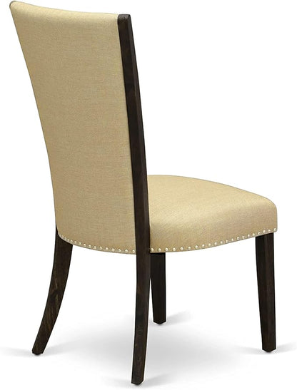 East West Furniture X727VE703-6 6 Piece Dining Room Table Set Contains a Rectangle Kitchen Table with X-Legs and 4 Brown Linen Fabric Parson Chairs with a Bench, 40x72 Inch, Multi-Color