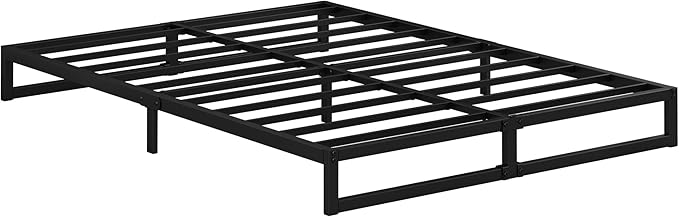 EMODA 7 Inch King Size Bed Frame No Box Spring Needed, Heavy Duty Metal Platform with Steel Slats, Noise Free, Easy Assembly, Black