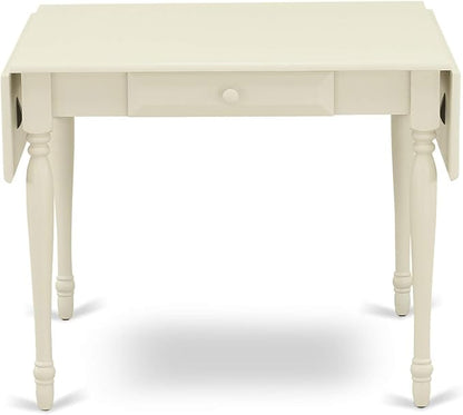 East West Furniture MZKE3-LWH-W 3 Piece Kitchen Table & Chairs Set Contains a Rectangle Dining Table with Dropleaf and 2 Dining Room Chairs, 36x54 Inch, Linen White