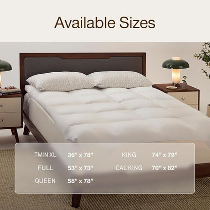 Coop Home Goods Essence Down Alternative Mattress Topper Queen, Plush 2-Inch Gusset and Baffle Box Design for Even Support and Comfort, Premium Bed Topper for Pressure Relief, Oeko-TEX Certified