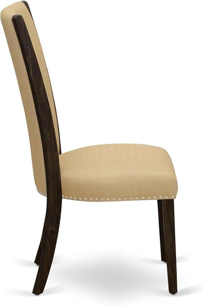 East West Furniture V727VE703-6 6 Piece Dining Room Table Set Contains a Rectangle Kitchen Table with V-Legs and 4 Brown Linen Fabric Parson Chairs with a Bench, 40x72 Inch, Multi-Color